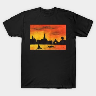 Flensburg skyline in the evening sun T-Shirt